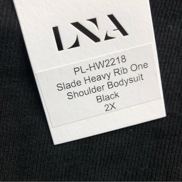 LNA Slade Heavy Rib One Shoulder Bodysuit Black Size 2X - Picture 6 of 9